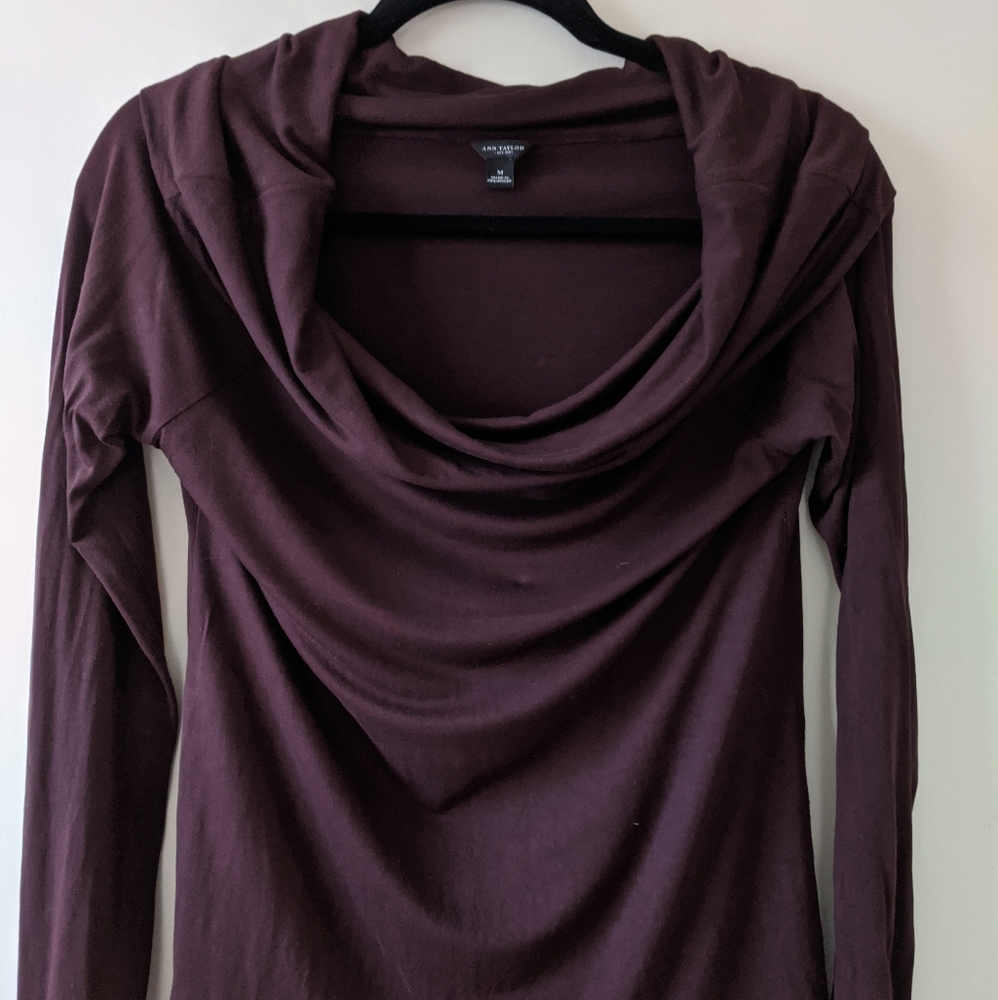 Ann Taylor Medium chocolate brown cowl top